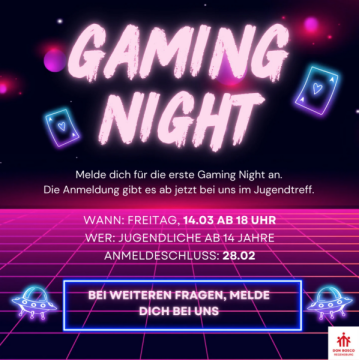 Am 14. März ab 18 Uhr findet im Jugendtreff Don Bosco in Regensburg eine Gaming Night statt